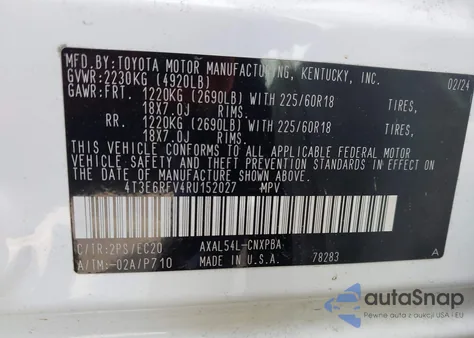2024 Toyota Rav4 Hybrid Xse z USA, uszkodzony, nr VIN 4T3E6RFV4RU152027